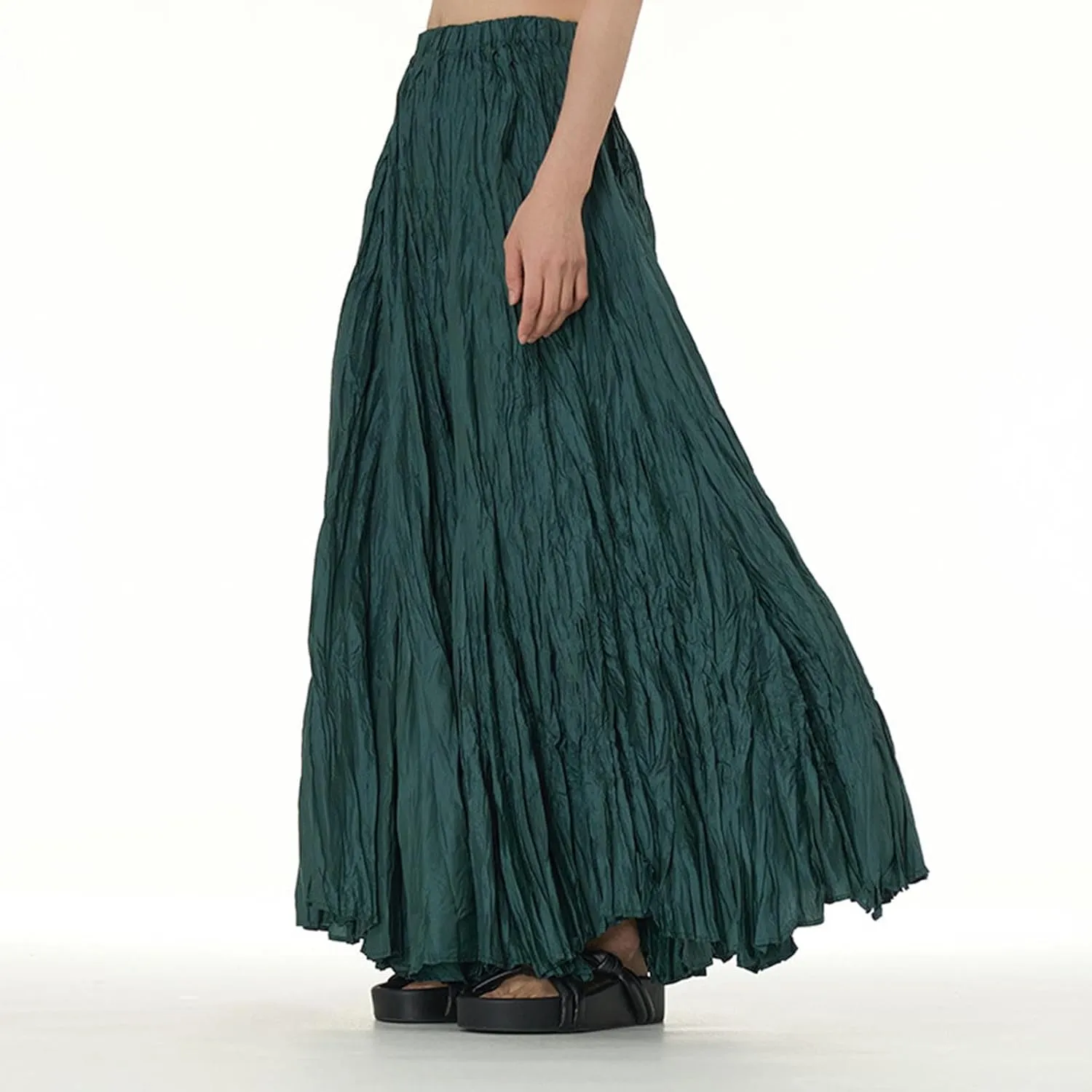 Women's Eleganti Skirts Fluttering Drapey Crinkle Slim Waist Plus Hem Loose Skirt Midi Dress Walking Daily Wear
