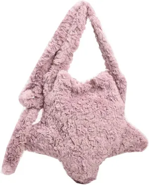 Women's Fuzzy Crossbody Bag Stylish Star Shape Tote Bag Large Capacity Cute Fluffy Shoulder Bag Y2k Satchel Purse 2024