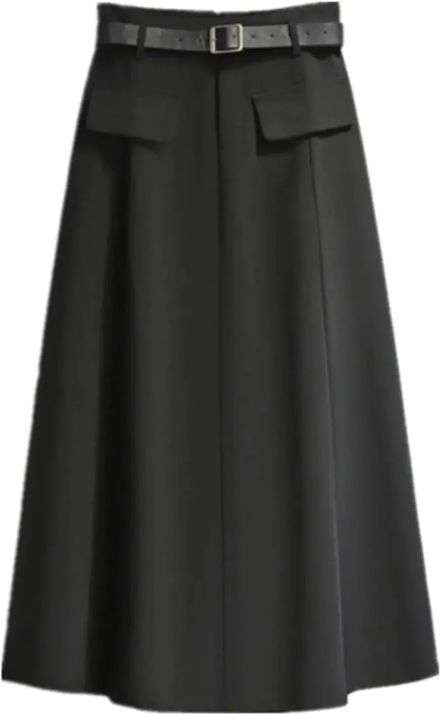 Women's High Waist Belted Pleated Midi Skirt with Pockets  A-Line Long Skirt for Women Casual Daily Wear