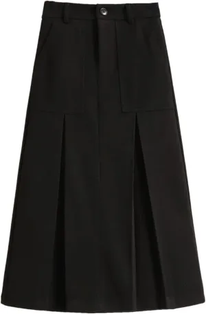 Women's High Waist Pleated Midi Skirt with Pockets  A-Line Long Skirt for Women Casual Daily Wear