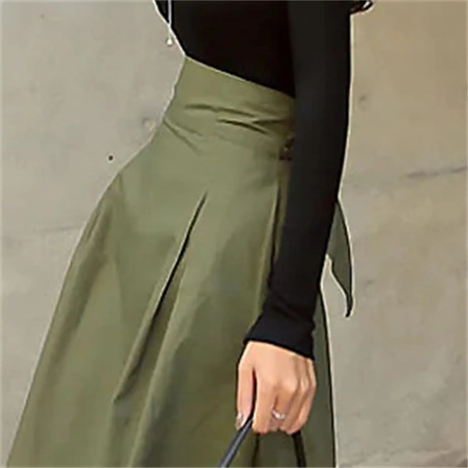 Women's High Waist Pleated Midi Skirt with Pockets  A-Line Long Skirts for Women Casual Daily Wear