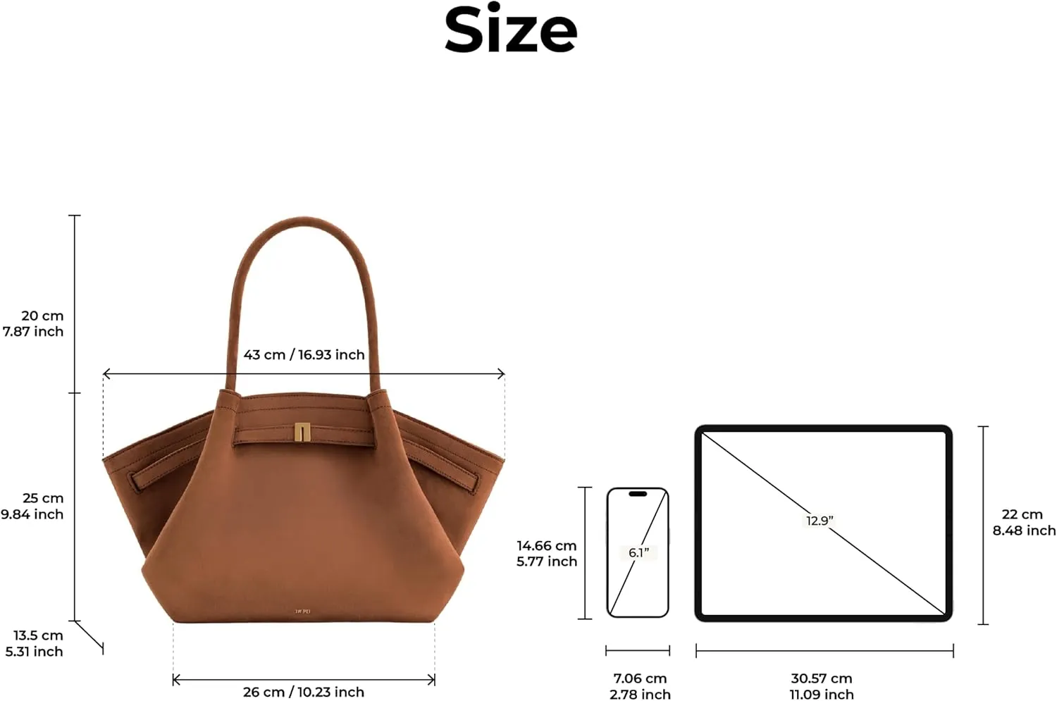 Women's Medium Faux Suede Tote Bag - Stylish Dark Handbag for Everyday Use