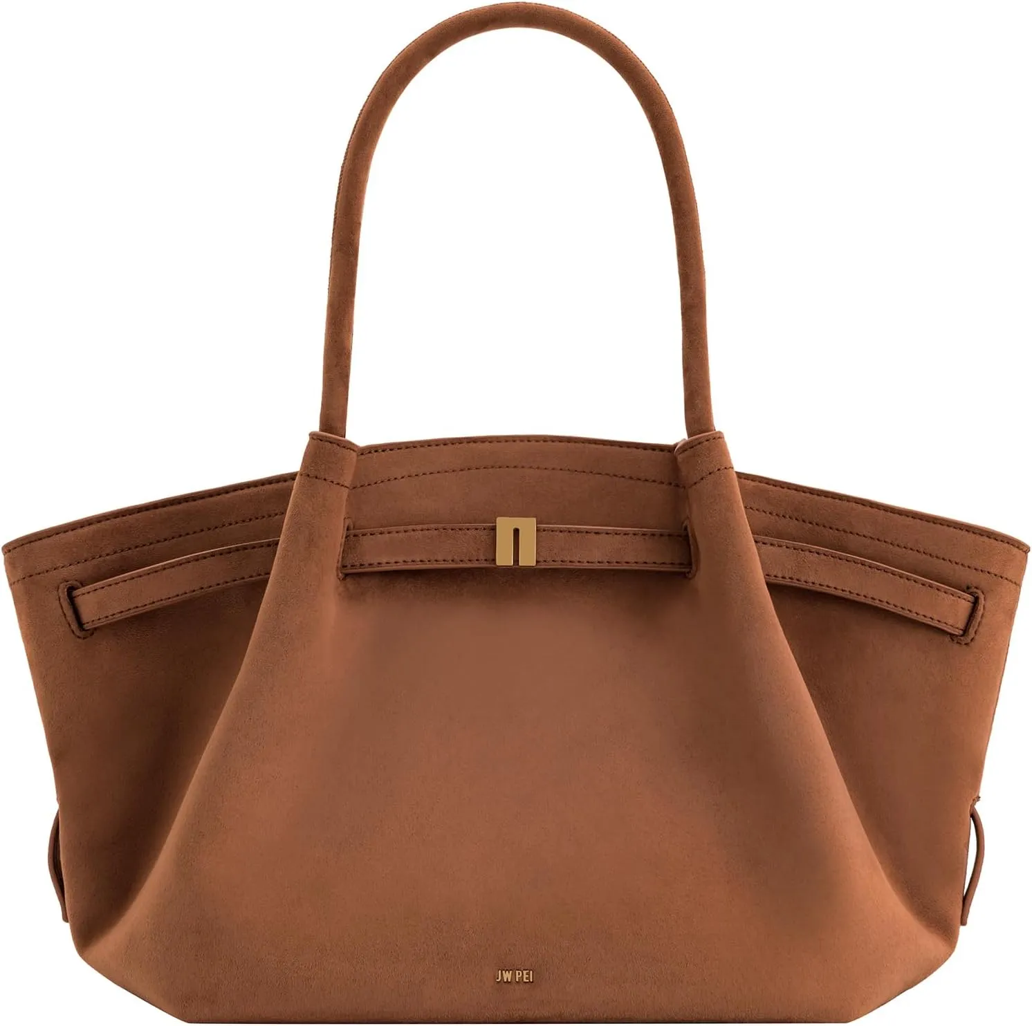Women's Medium Faux Suede Tote Bag - Stylish Dark Handbag for Everyday Use