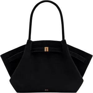 Women's Medium Faux Suede Tote Bag - Stylish Dark Handbag for Everyday Use