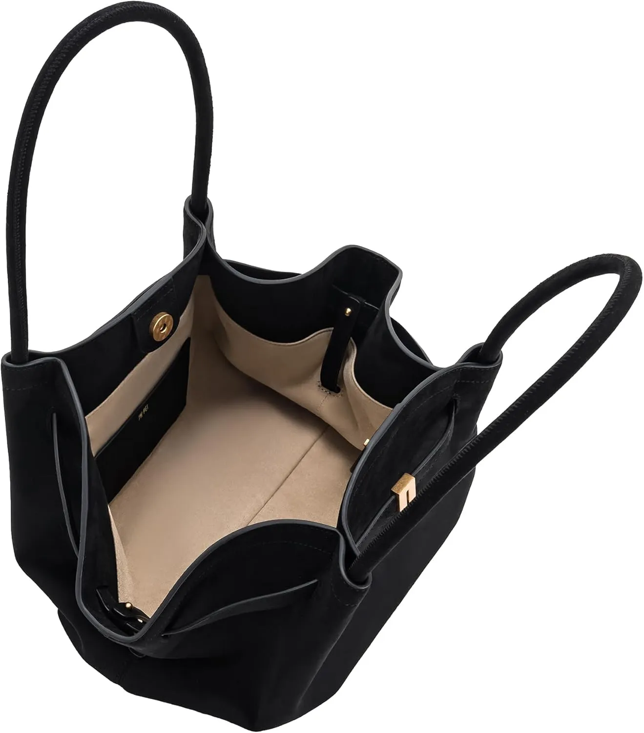 Women's Medium Faux Suede Tote Bag - Stylish Dark Handbag for Everyday Use