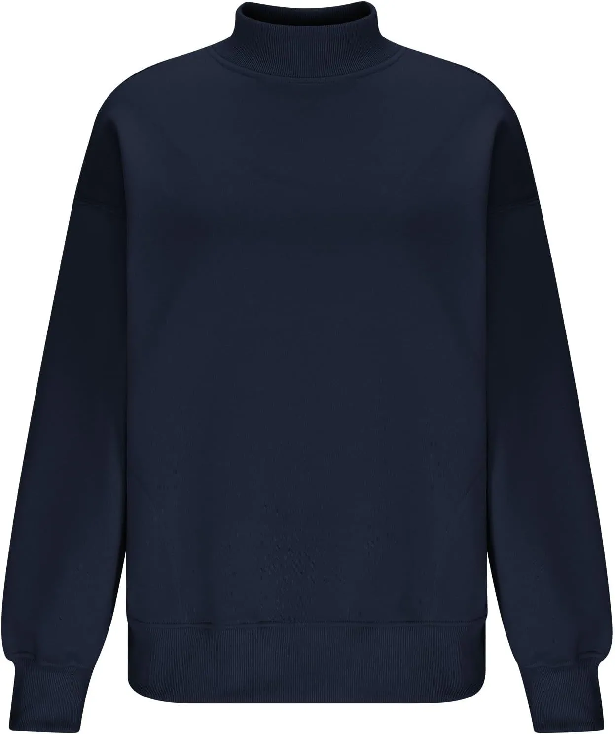 Womens Oversized Sweatshirt Solid Color Mock Neck Long Sleeve Loose Pullover Tops Fall Y2K Hoodies with Pockets