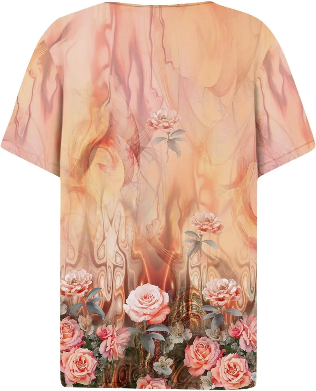 Womens Polo Shirts Short Sleeve Oversized V-Neck Pullover Printed Casual Shirt Top Loose Trendy Button Down T Shirt