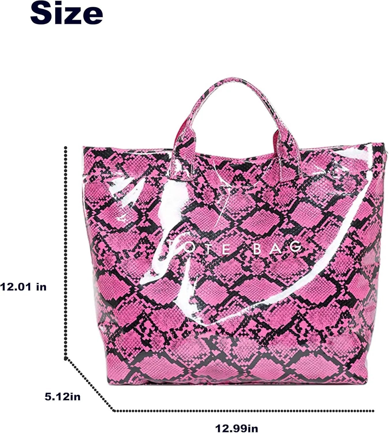 Womens PVC Tote Bag Large Kraft Paper Clear Plastic Tote Bag Top Handle Clear Hobo Handbag hot pink tote bag