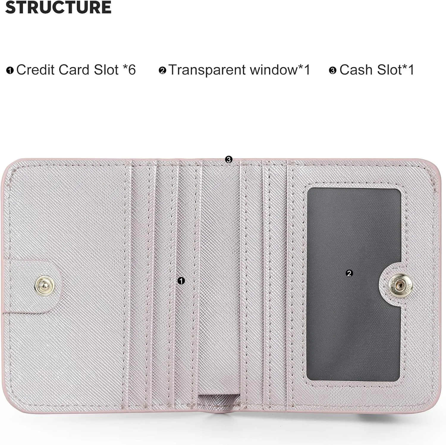 Womens Rfid Blocking Small Compact Bifold Luxury Genuine Leather Pocket Wallet Ladies Mini Purse with ID Window (Silver)