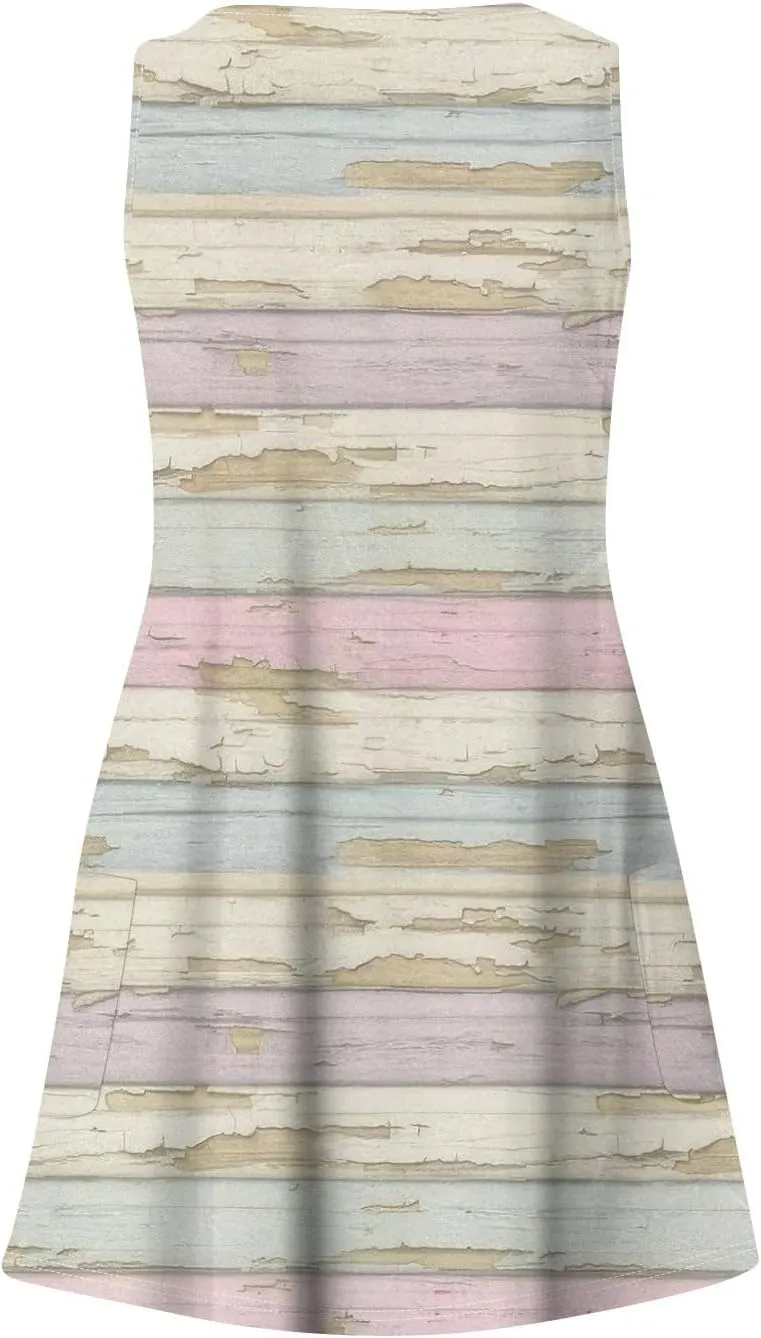 Women's Sleeveless Floral Print Summer Dress Casual Loose Fit Summer with Design for Beach and Daily Wear