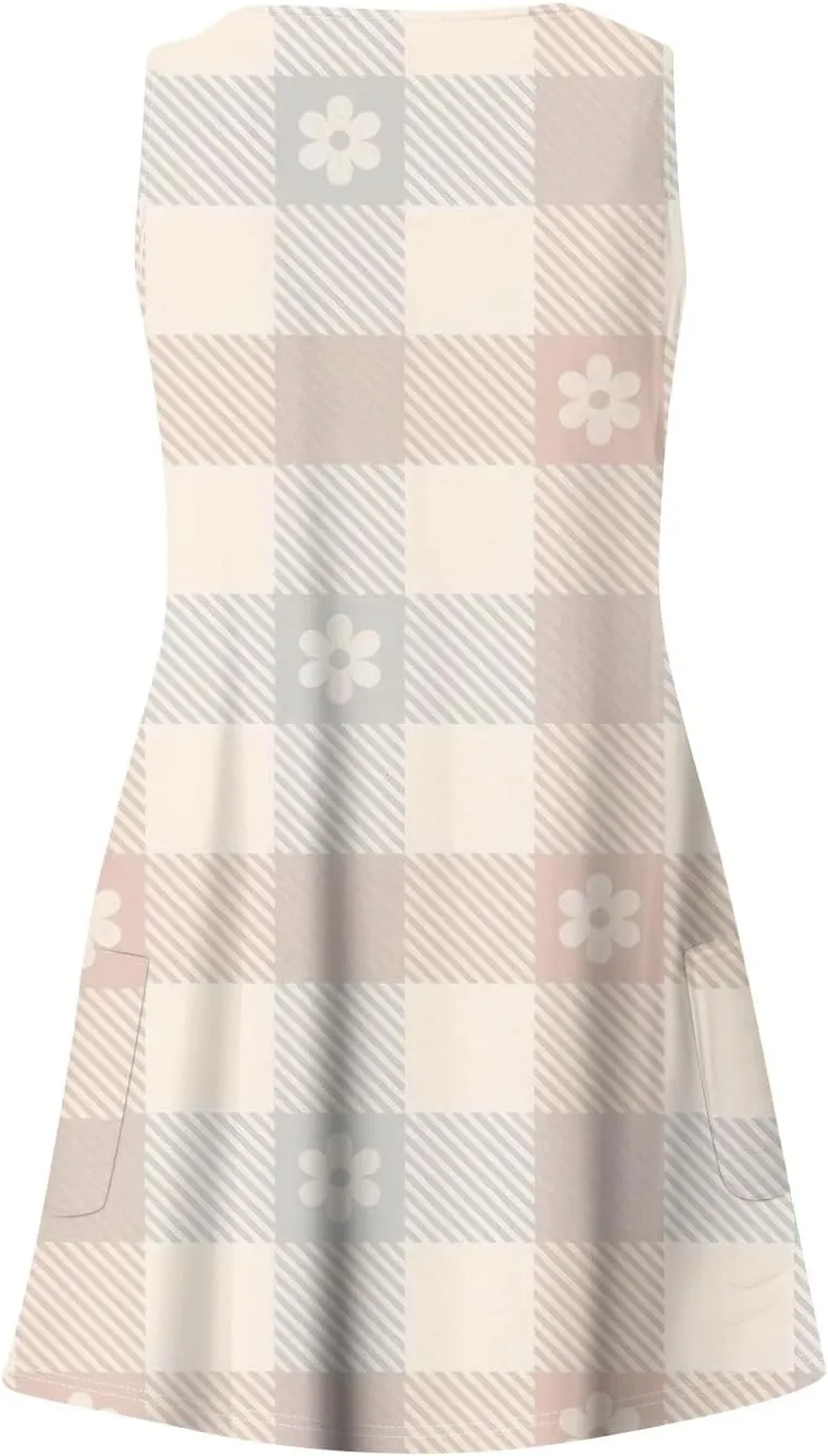 Women's Sleeveless Floral Print Summer Dress Casual Loose Fit Summer with Design for Beach and Daily Wear