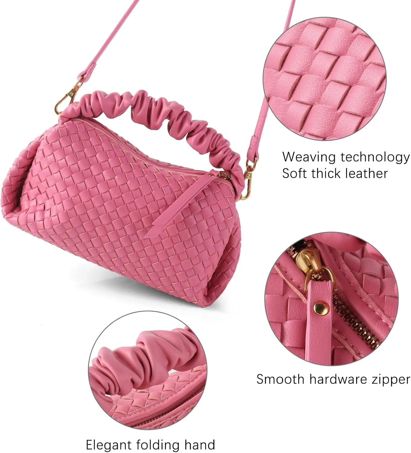 Women's Small Vegan Leather Tote Bag - Compact Woven Shoulder Purse for Daily Use, Retro Handmade Mini Bag
