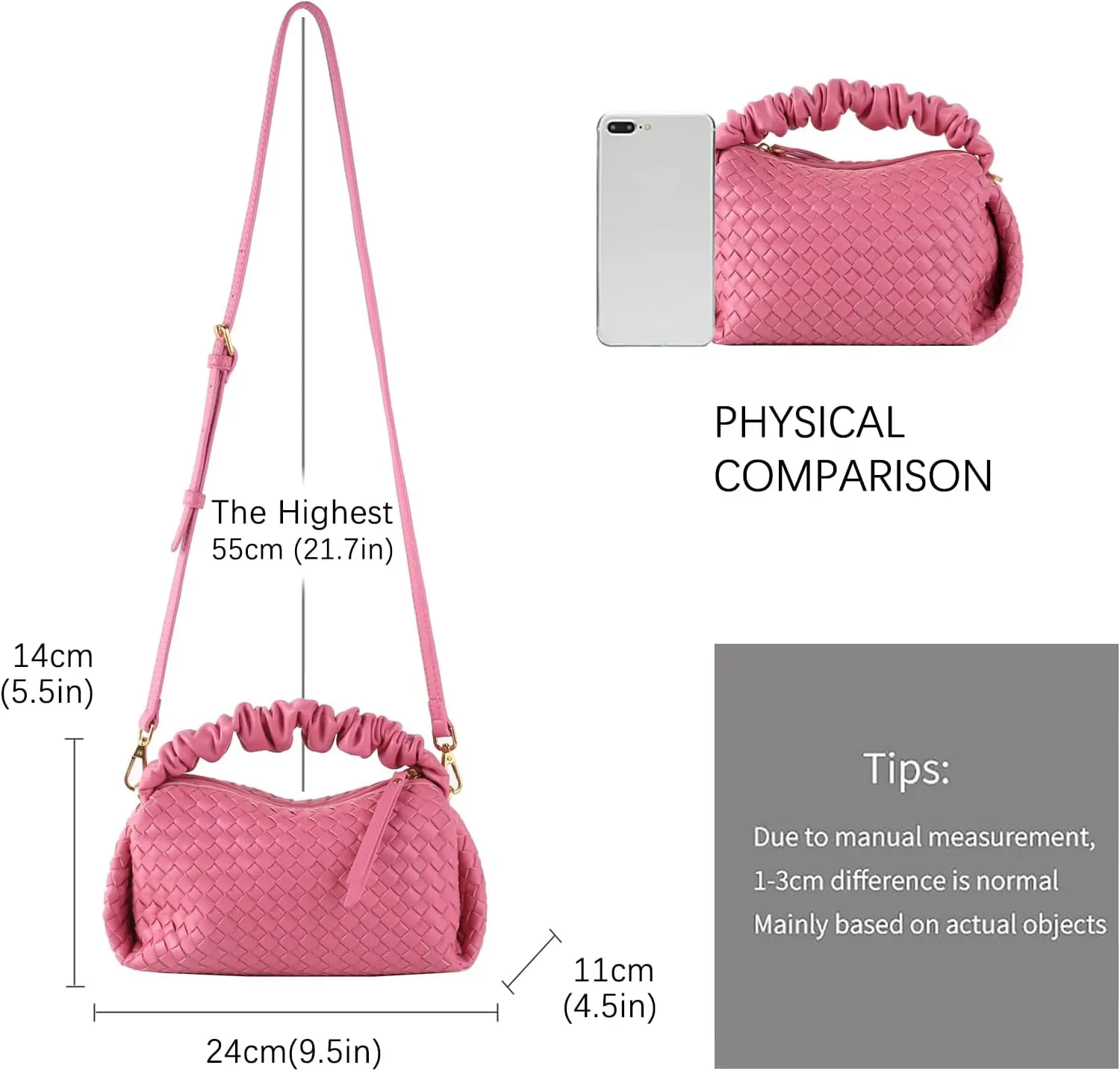 Women's Small Vegan Leather Tote Bag - Compact Woven Shoulder Purse for Daily Use, Retro Handmade Mini Bag