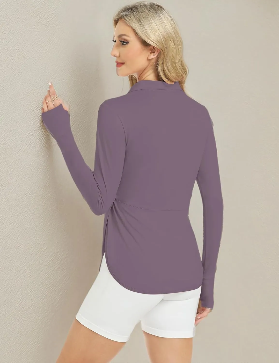 Women's Sun Shirts UPF 50  Quick Dry Protection Sun Long Sleeve 1/4 Zip Pullover Workout Shirt Tops