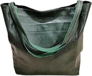 Women'S Vintage Soft Leather Tote Bag with Pocket Spacious and Stylish Handbag for Shoulder (Light Brown)