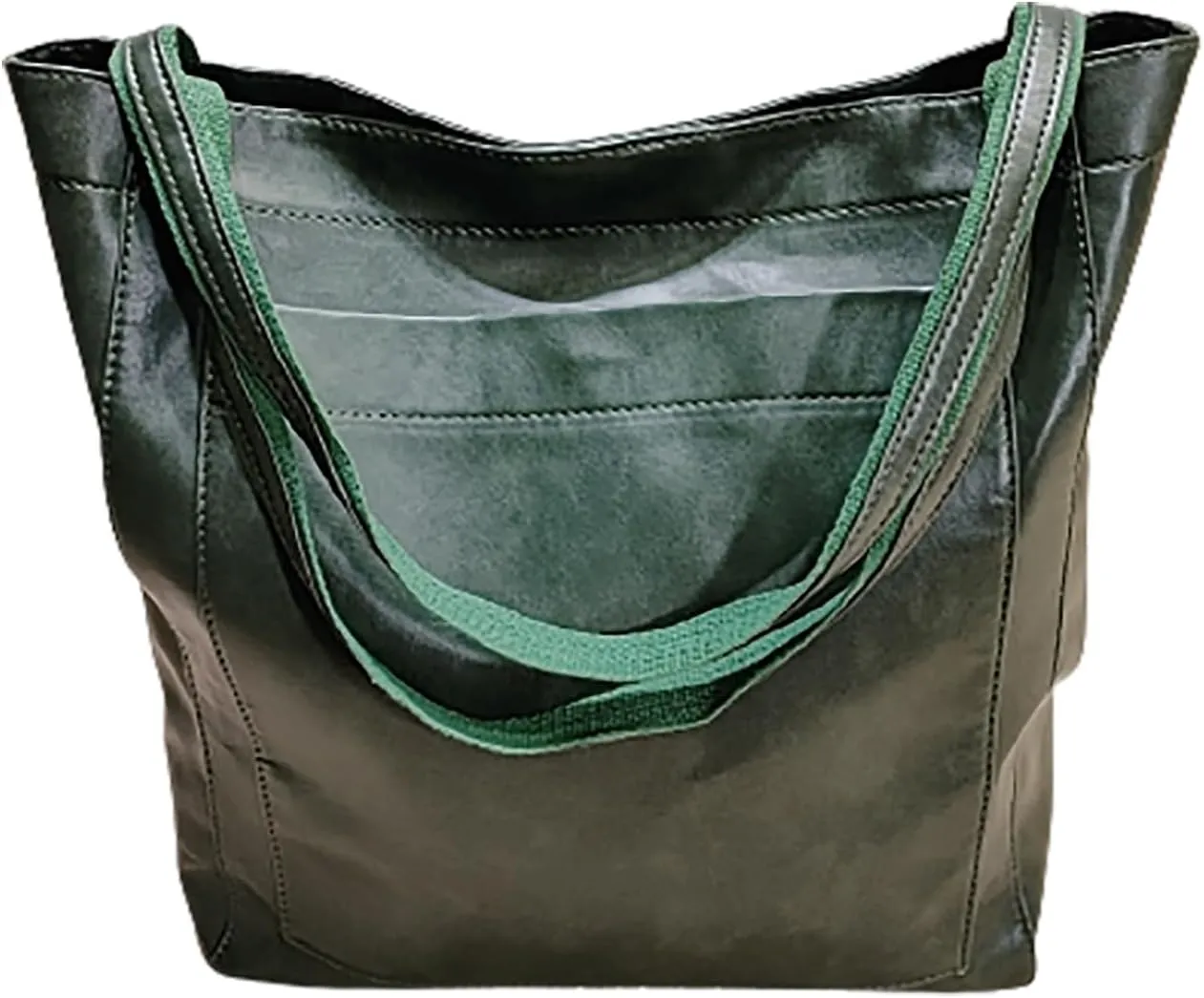Women'S Vintage Soft Leather Tote Bag with Pocket Spacious and Stylish Handbag for Shoulder (Light Brown)