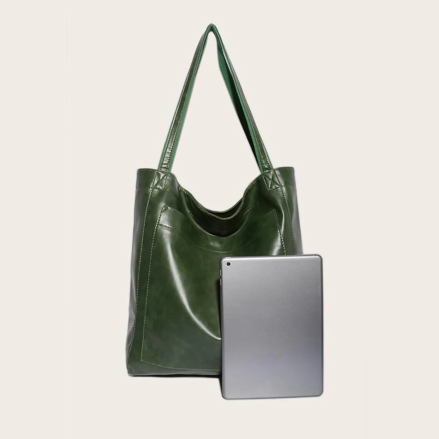 Women'S Vintage Soft Leather Tote Bag with Pocket Spacious and Stylish Handbag for Shoulder (Light Brown)