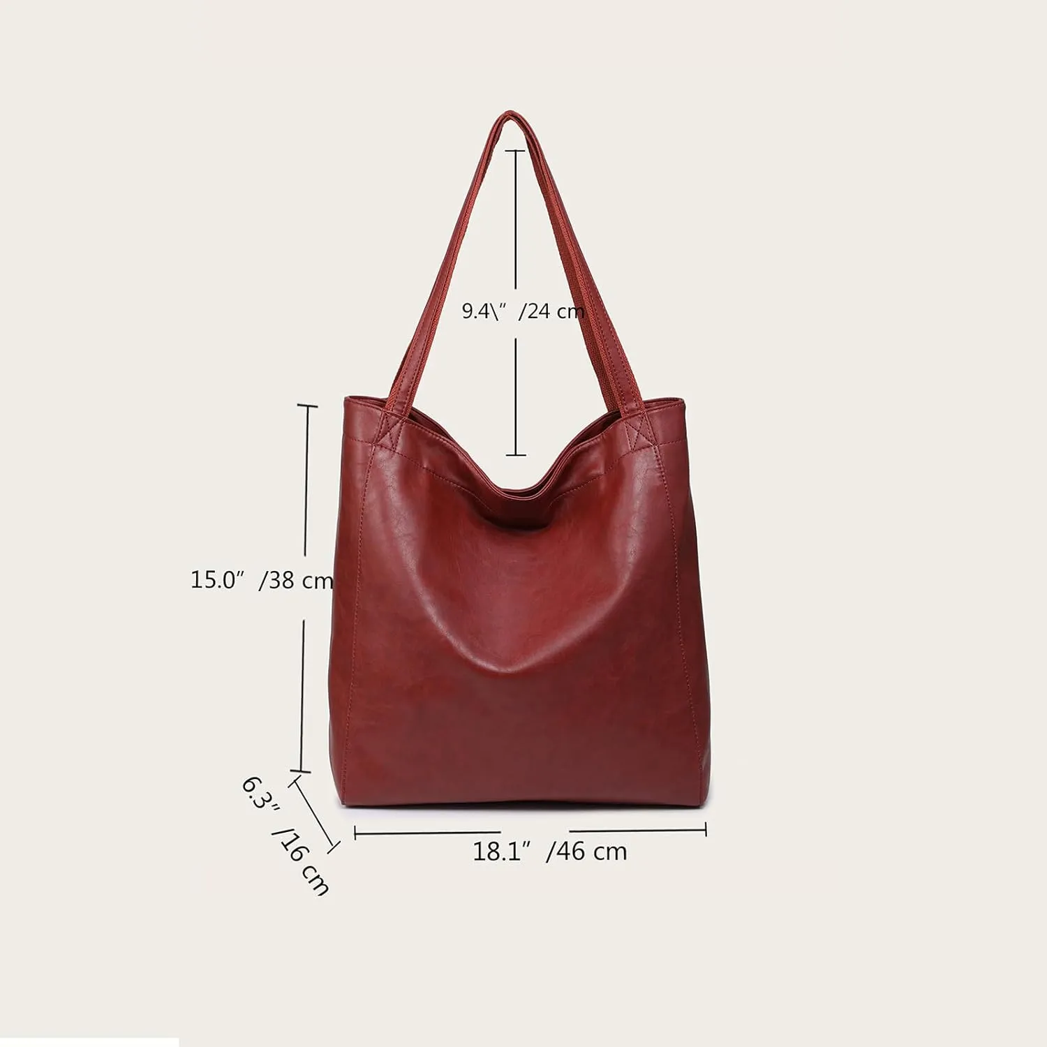 Women'S Vintage Soft Leather Tote Bag with Pocket Spacious and Stylish Handbag for Shoulder (Light Brown)