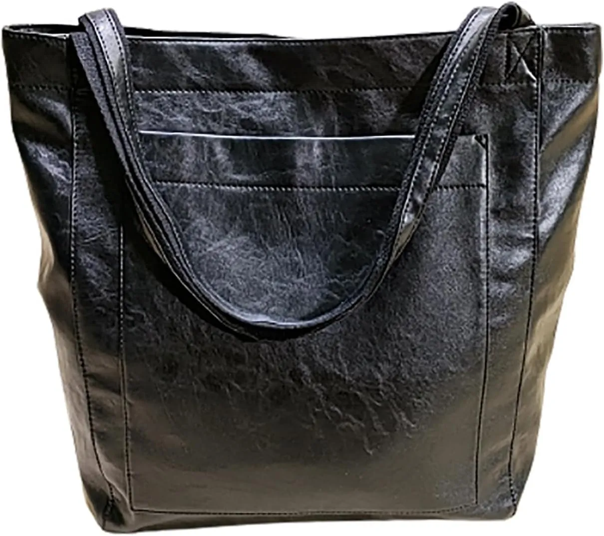 Women'S Vintage Soft Leather Tote Bag with Pocket Spacious and Stylish Handbag for Shoulder (Light Brown)