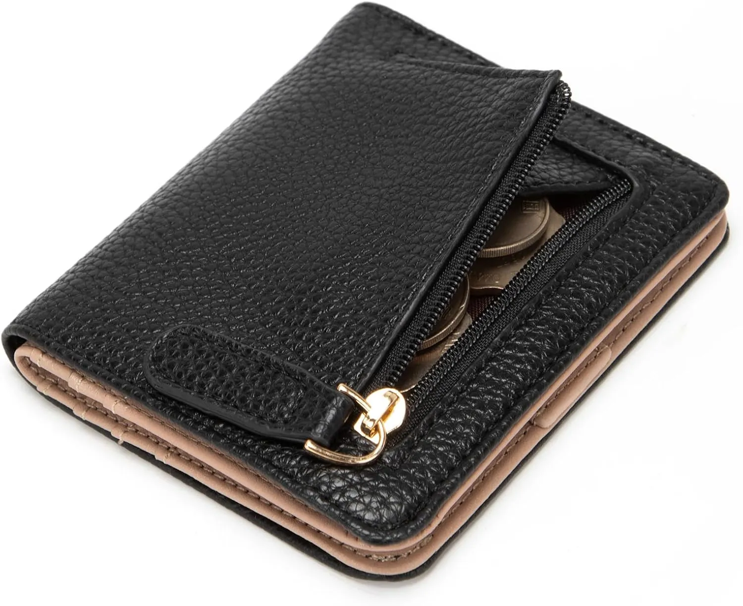 Womens Walle Rfid Blocking Small Compact Bifold Pocket Wallet Women travel mini wallet Ladies Purse with ID Window (Black)