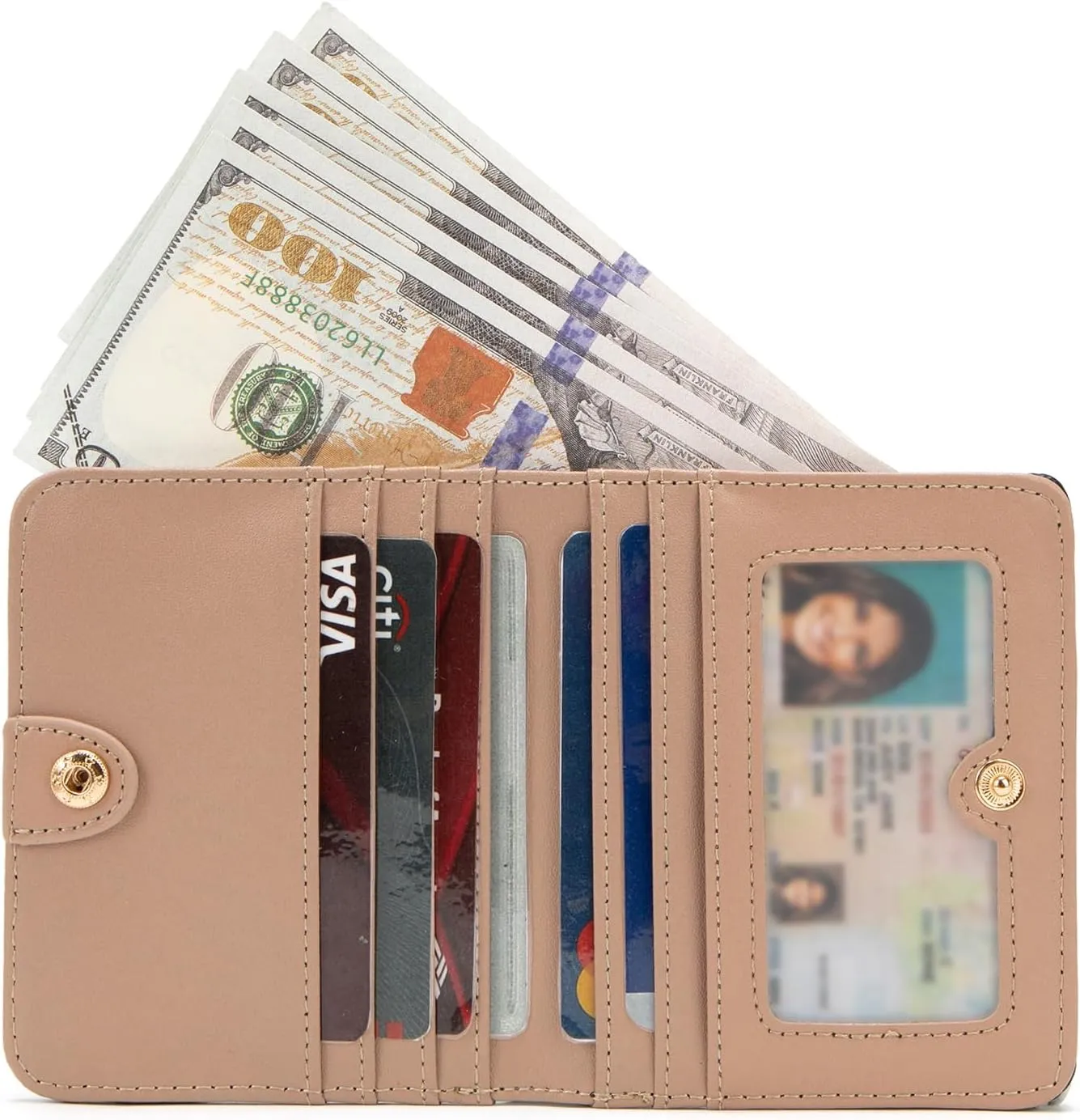 Womens Walle Rfid Blocking Small Compact Bifold Pocket Wallet Women travel mini wallet Ladies Purse with ID Window (Black)