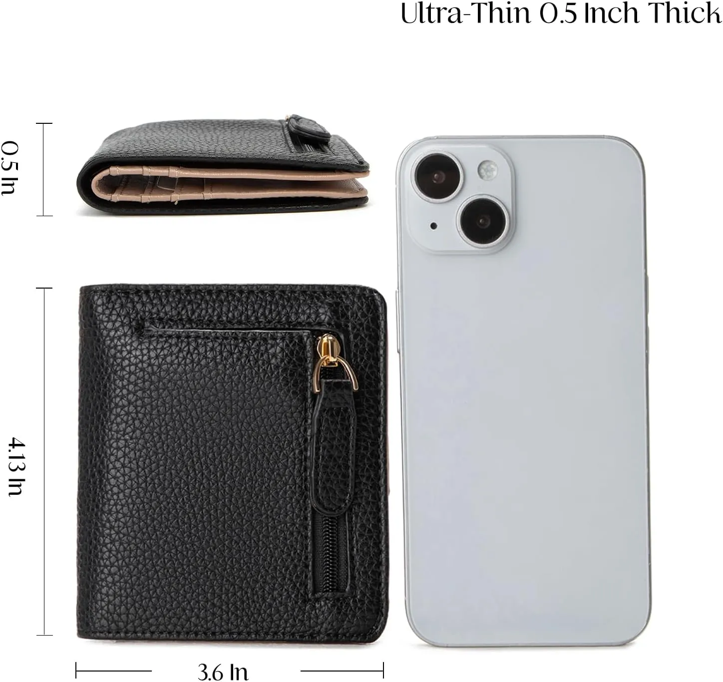 Womens Walle Rfid Blocking Small Compact Bifold Pocket Wallet Women travel mini wallet Ladies Purse with ID Window (Black)