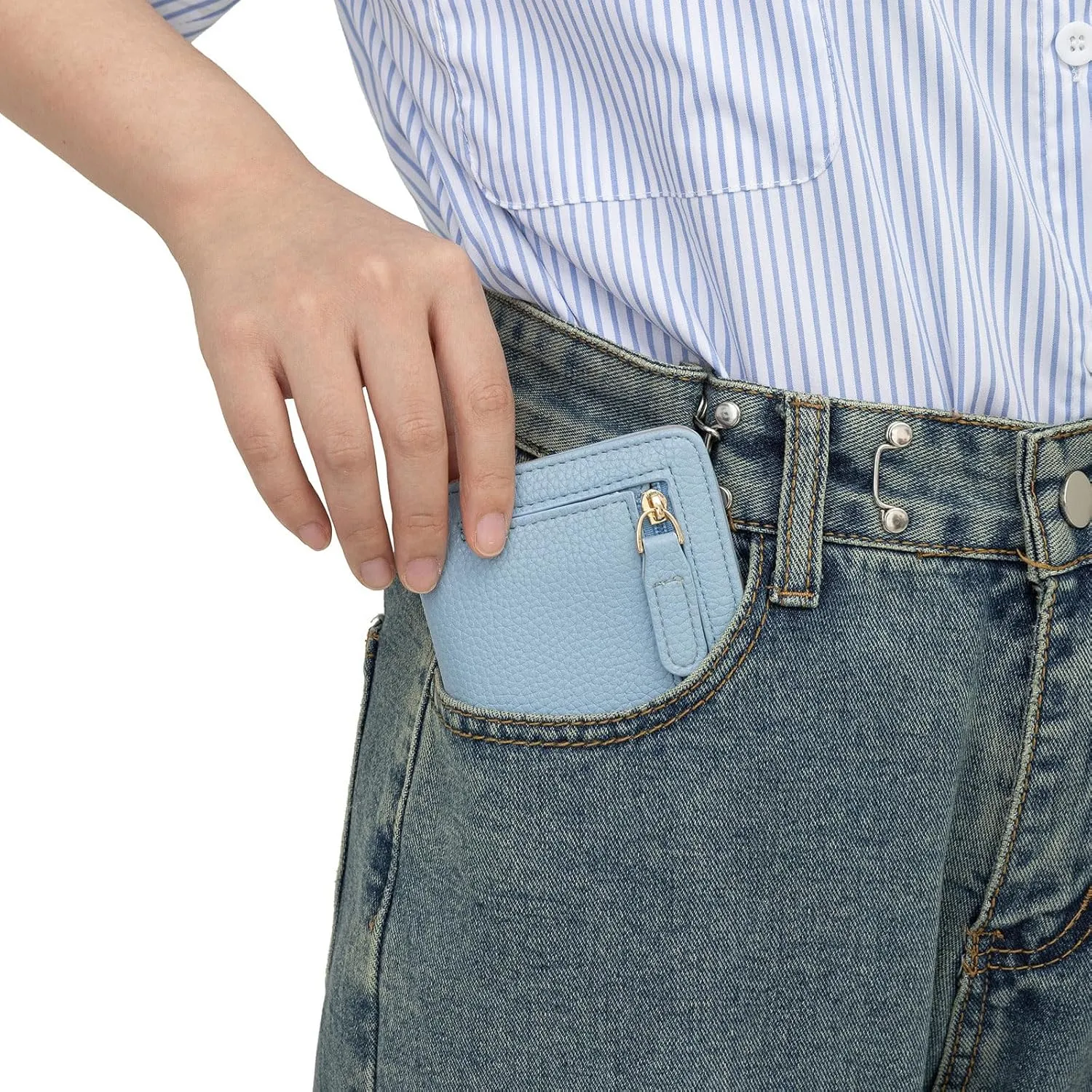 Womens Walle Rfid Blocking Small Compact Bifold Pocket Wallet Women travel mini wallet Ladies Purse with ID Window (Blue)