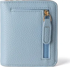Womens Walle Rfid Blocking Small Compact Bifold Pocket Wallet Women travel mini wallet Ladies Purse with ID Window (Blue)