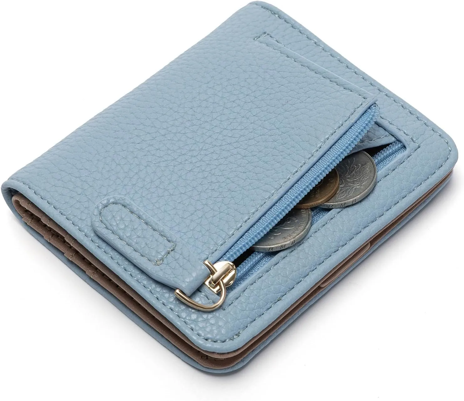 Womens Walle Rfid Blocking Small Compact Bifold Pocket Wallet Women travel mini wallet Ladies Purse with ID Window (Blue)