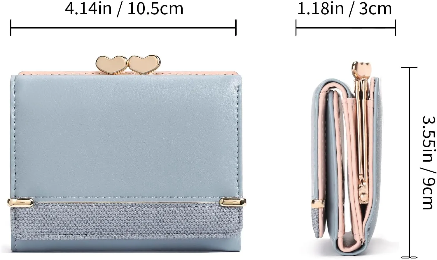 Womens Wallet Leather Small Compact Trifold RFID Blocking Credit Card Case Mini Ladies Purse with ID Window