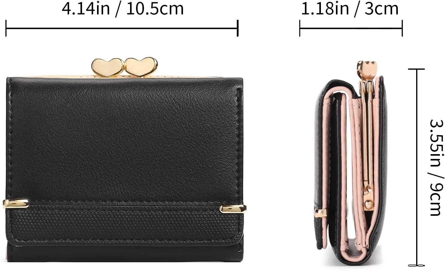 Womens Wallet Leather Small Compact Trifold RFID Blocking Credit Card Case Mini Ladies Purse with ID Window