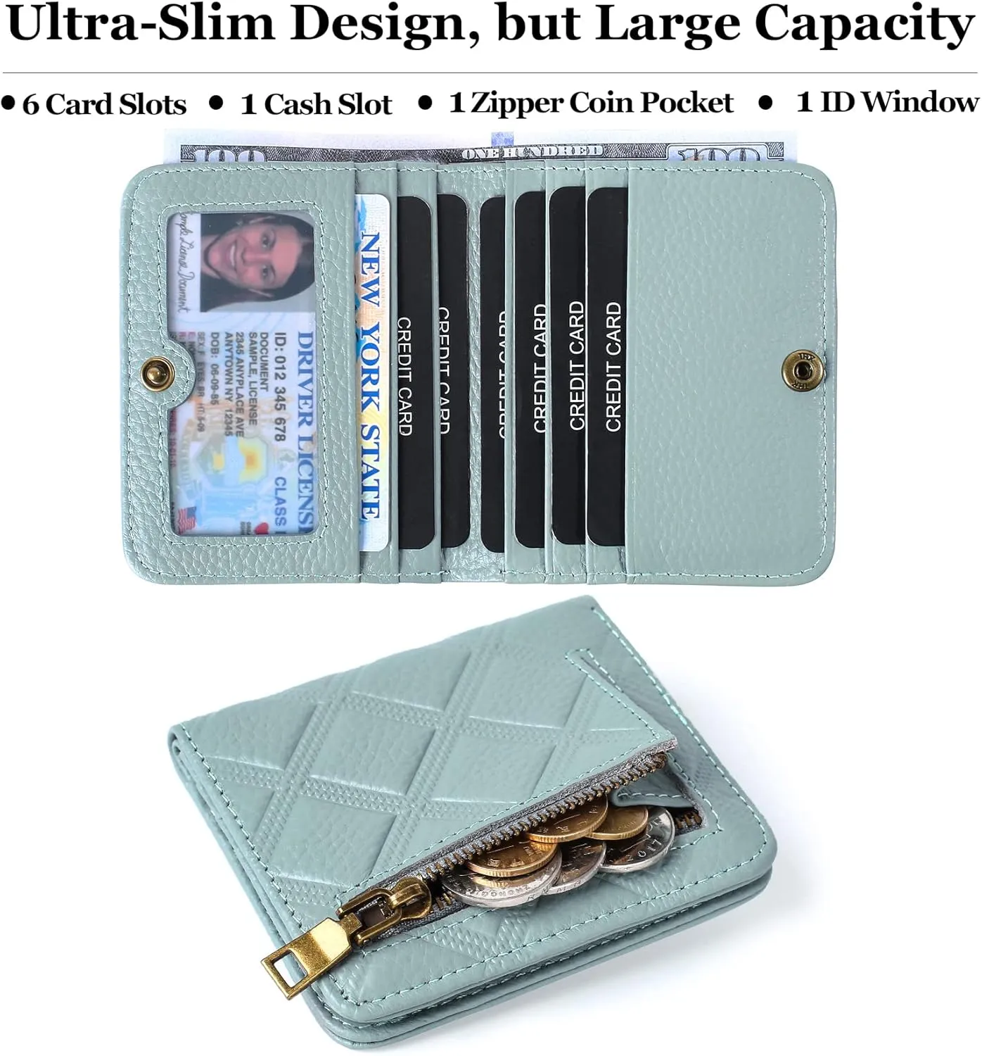 Womens Wallet RFID Blocking Small Compact Bifold Genuine Leather Pocket Wallet Mini Wallets for Women Ladies Purse