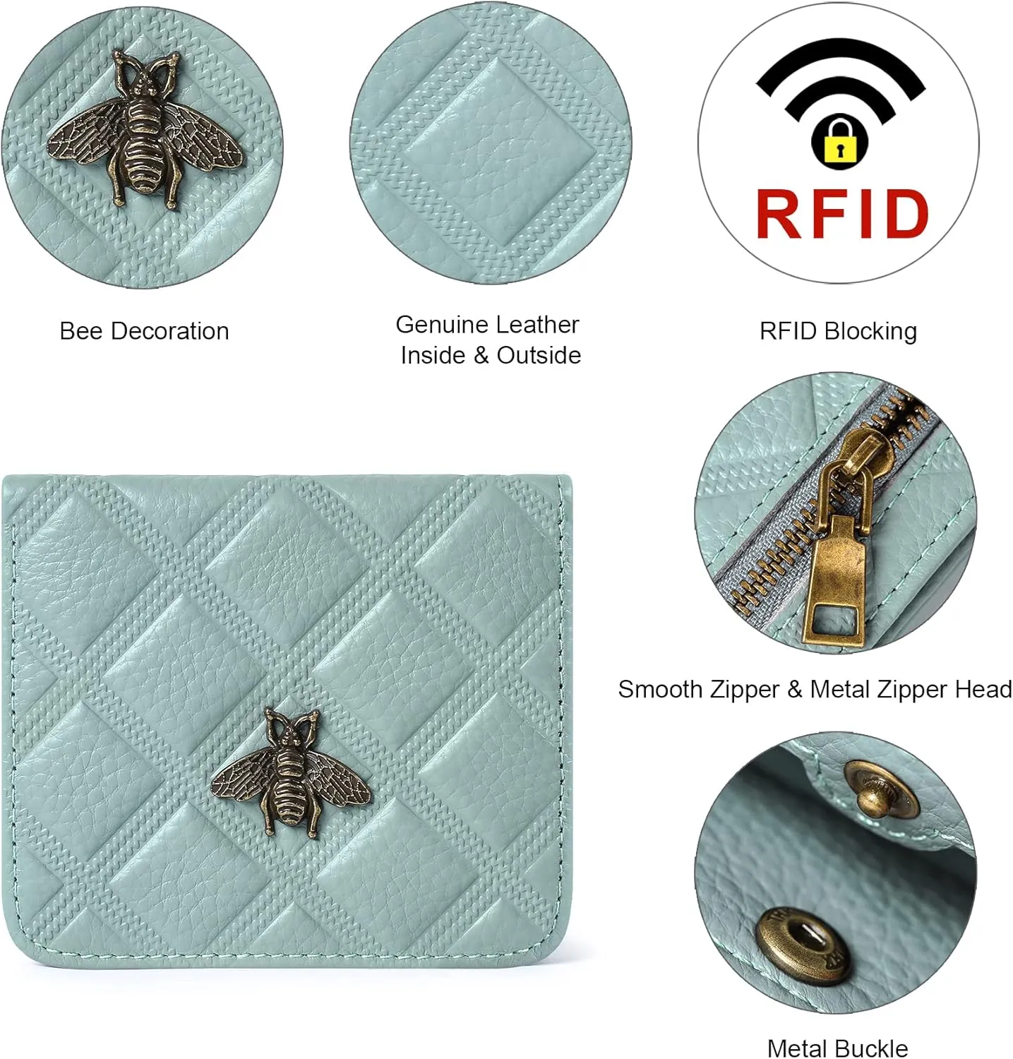 Womens Wallet RFID Blocking Small Compact Bifold Genuine Leather Pocket Wallet Mini Wallets for Women Ladies Purse