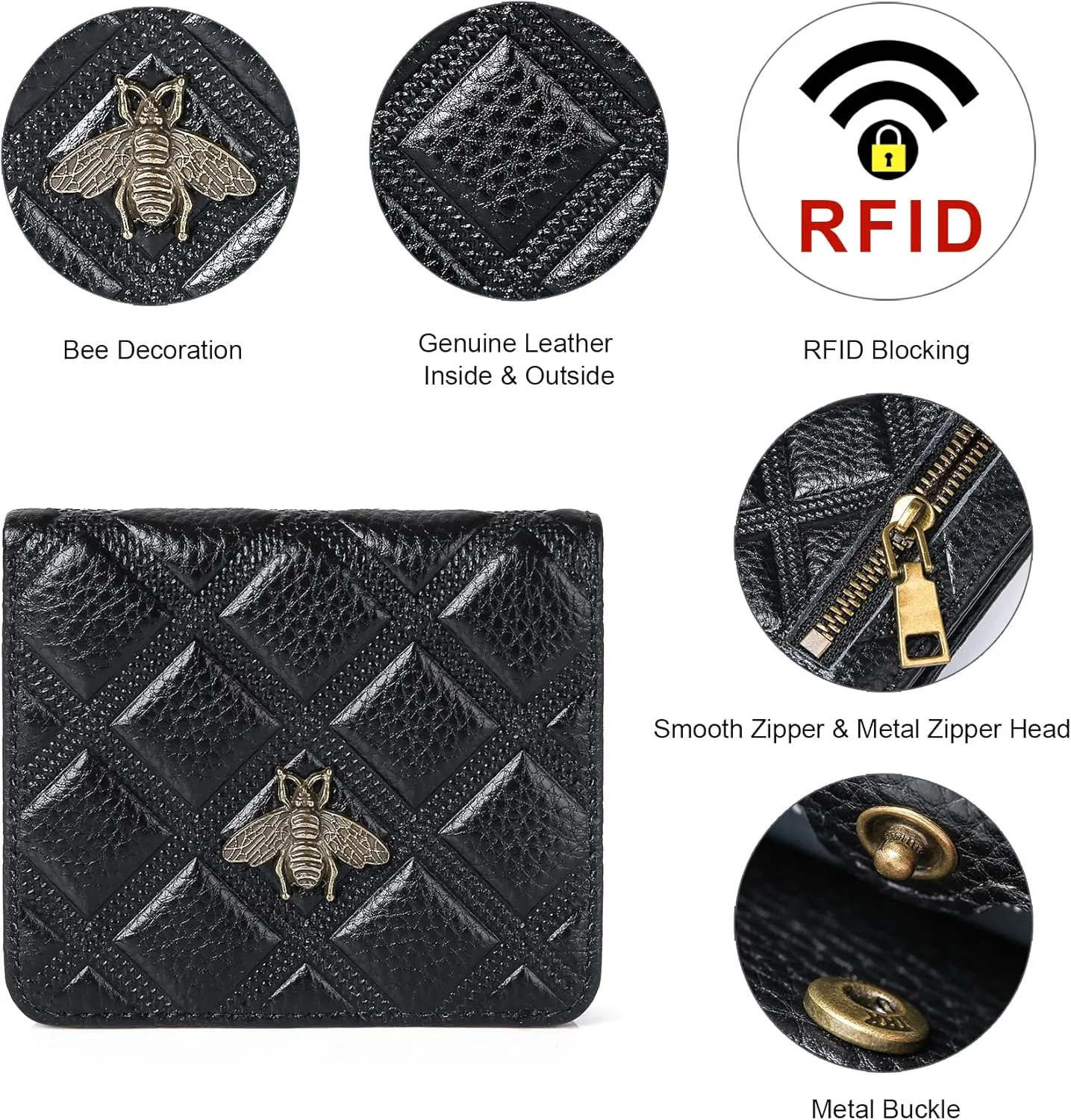 Womens Wallet RFID Blocking Small Compact Bifold Genuine Leather Pocket Wallet Mini Wallets for Women Ladies Purse
