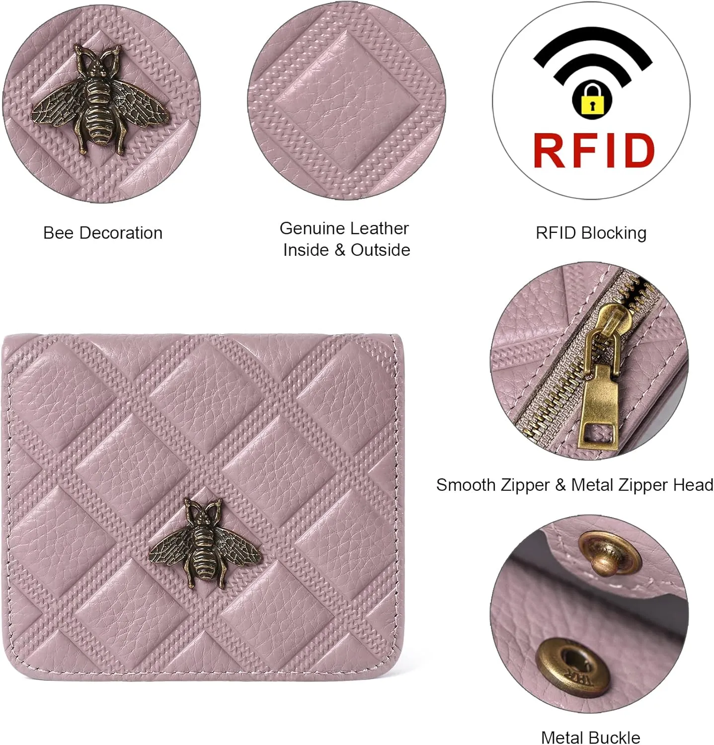 Womens Wallet RFID Blocking Small Compact Bifold Genuine Leather Pocket Wallet Mini Wallets for Women Ladies Purse