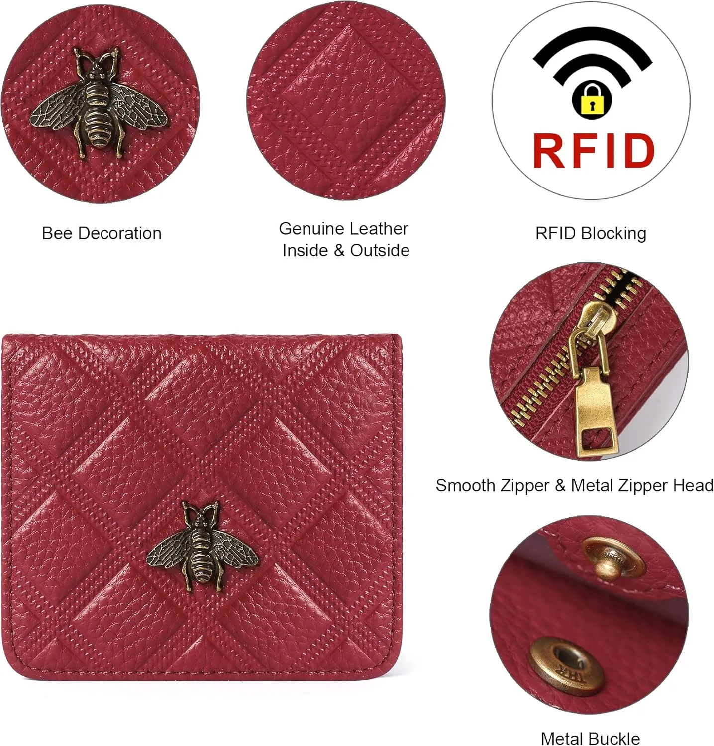 Womens Wallet RFID Blocking Small Compact Bifold Genuine Leather Pocket Wallet Mini Wallets for Women Ladies Purse