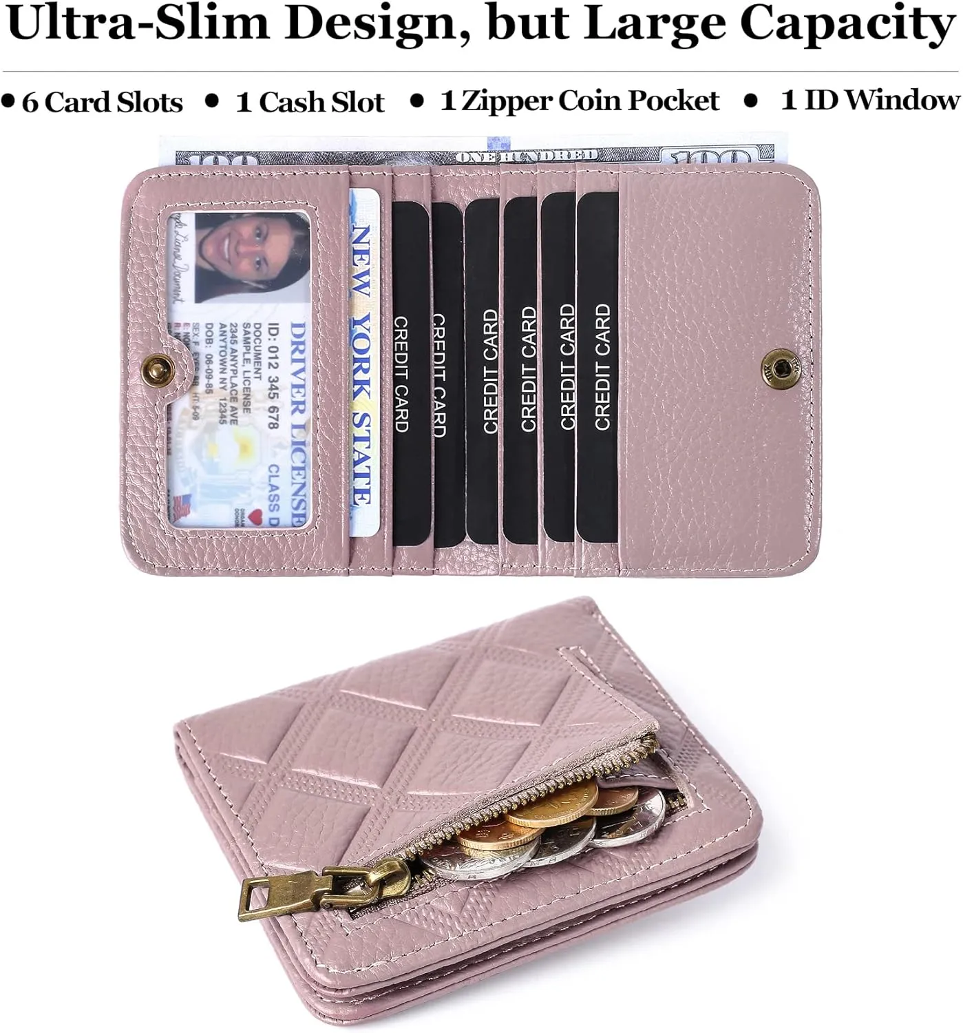 Womens Wallet RFID Blocking Small Compact Bifold Genuine Leather Pocket Wallet Mini Wallets for Women Ladies Purse