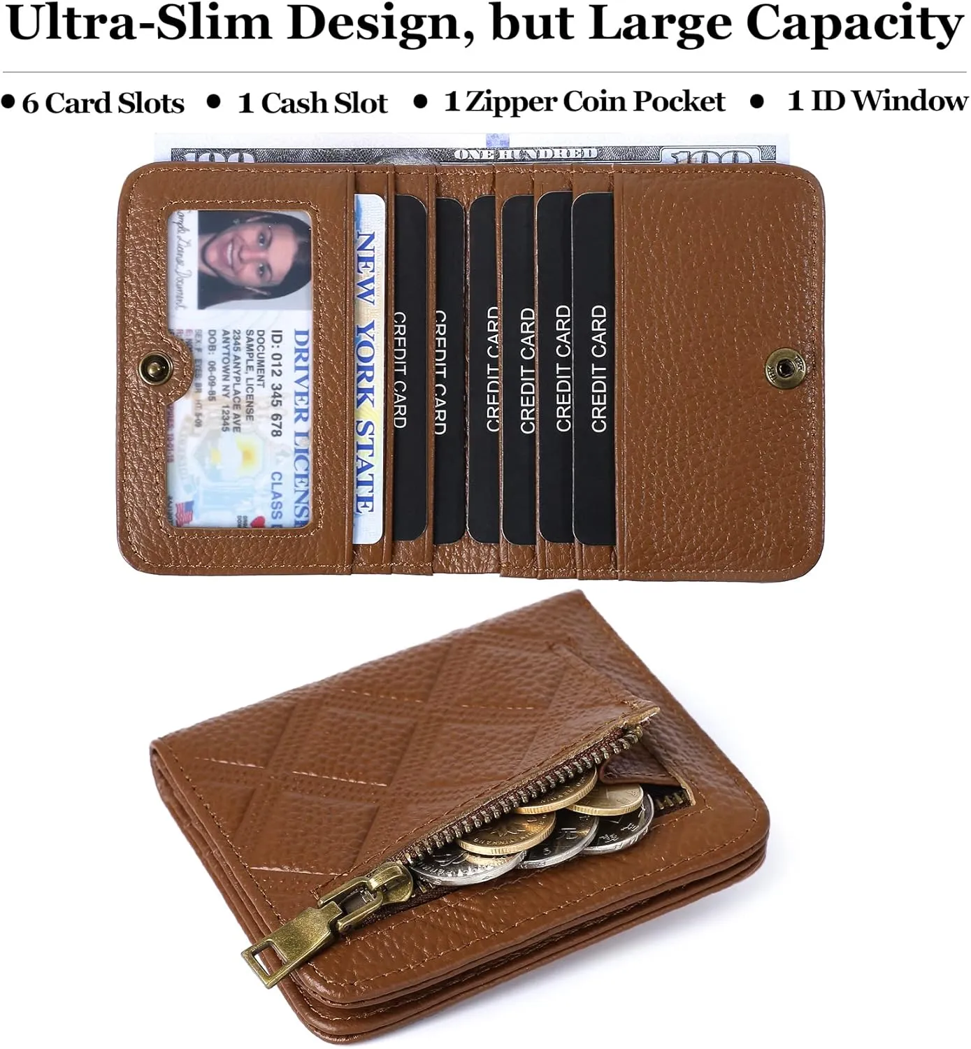 Womens Wallet RFID Blocking Small Compact Bifold Genuine Leather Pocket Wallet Mini Wallets for Women Ladies Purse