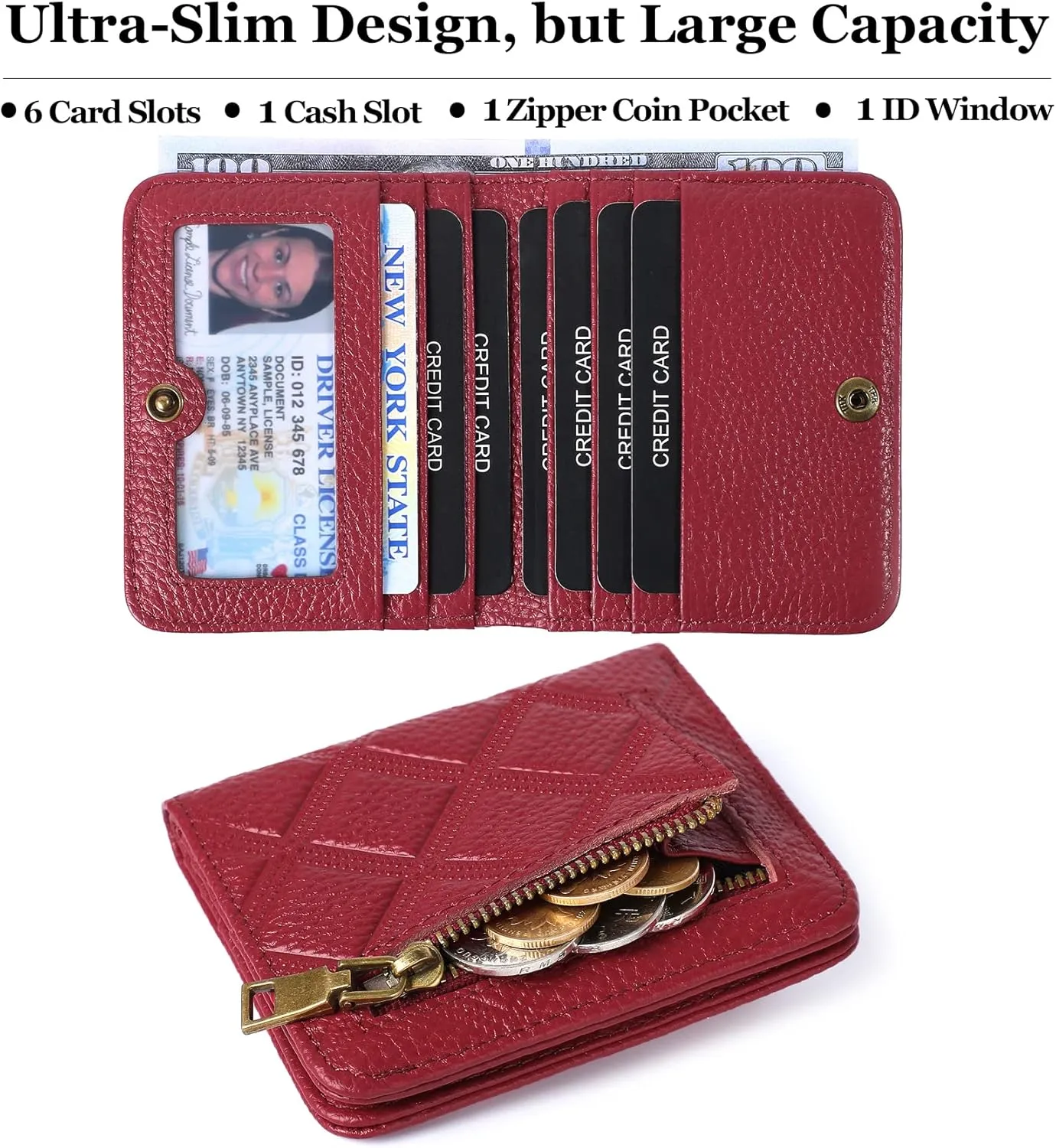 Womens Wallet RFID Blocking Small Compact Bifold Genuine Leather Pocket Wallet Mini Wallets for Women Ladies Purse