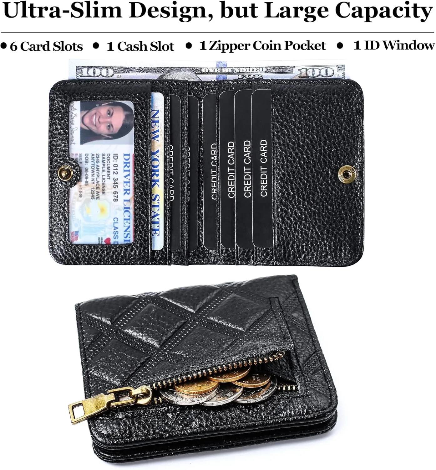 Womens Wallet RFID Blocking Small Compact Bifold Genuine Leather Pocket Wallet Mini Wallets for Women Ladies Purse