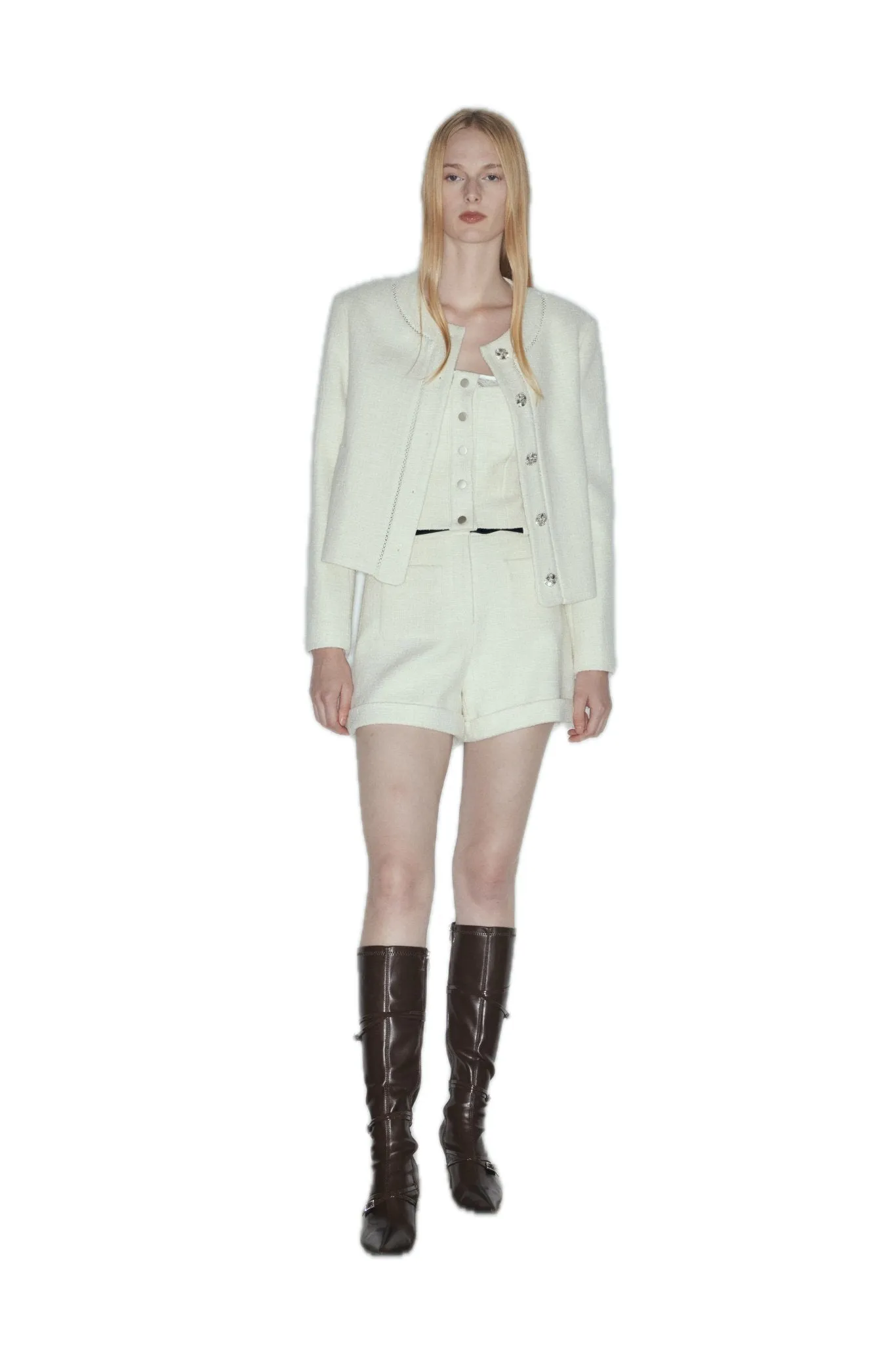 Wool-Blend Tweed Jacket In White