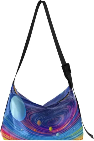 xigua Colorful Universe Shoulder Bag for Women Waterproof PU Leather Hobo Bags Crossbody Purse with Zipper Closure