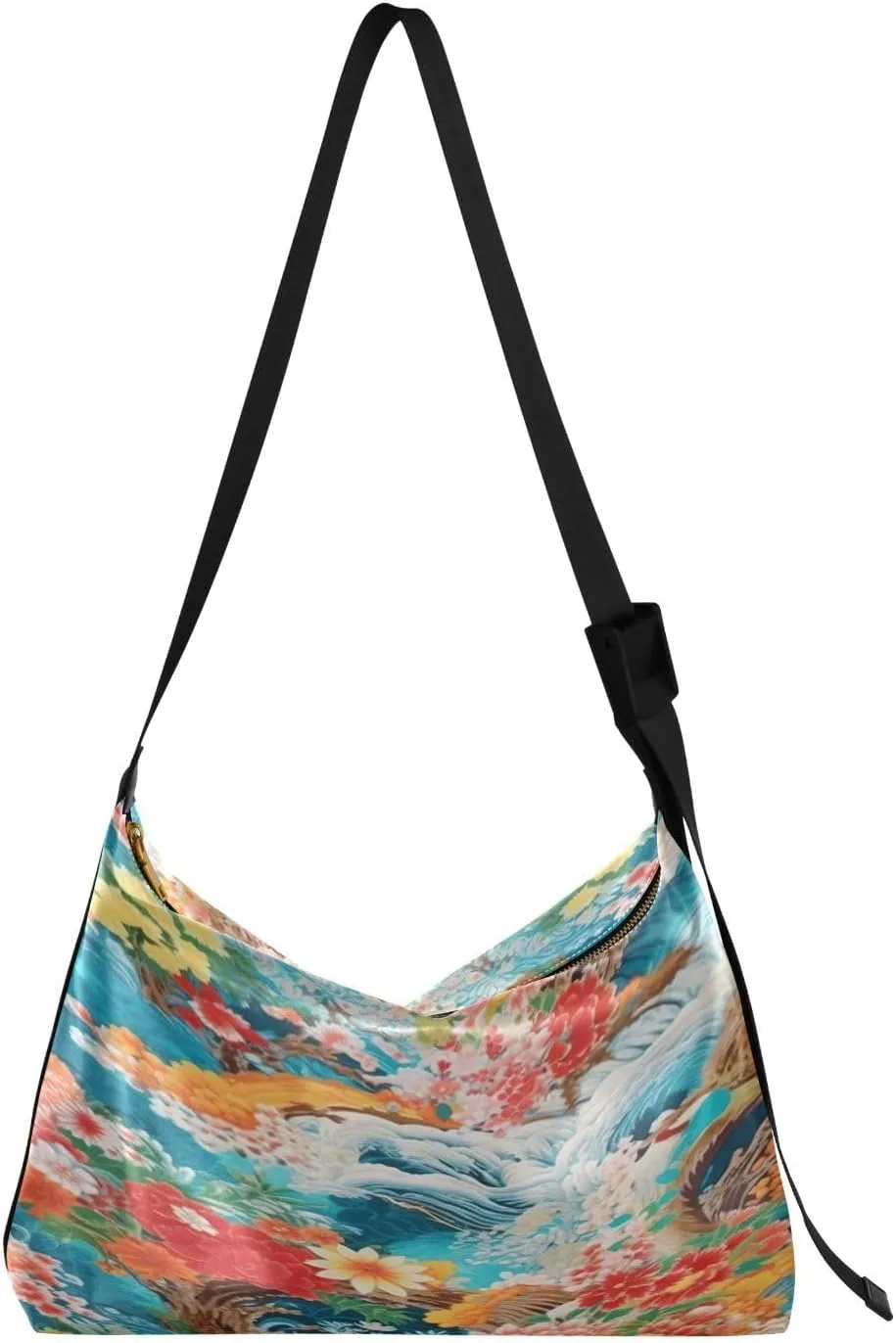 xigua Geometric Ethnic Shoulder Bag for Women Waterproof PU Leather Hobo Bags Crossbody Purse with Zipper Closure