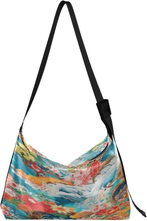 xigua Geometric Ethnic Shoulder Bag for Women Waterproof PU Leather Hobo Bags Crossbody Purse with Zipper Closure