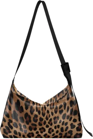 xigua Leopard Print Shoulder Bag for Women Waterproof PU Leather Hobo Bags Crossbody Purse with Zipper Closure