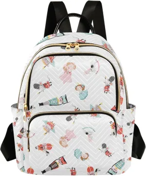 Xmas Women Fashion Backpack Nutcracker Ballerina Cute Cartoon Travel Bag Compact Daily Bag Diaper Bag Everyday Use