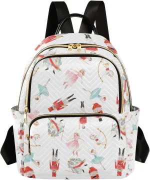 Xmas Women Fashion Backpack Nutcrackers Soldier Ballet Watercolor Travel Bag Compact Daily Bag Diaper Bag Everyday Use