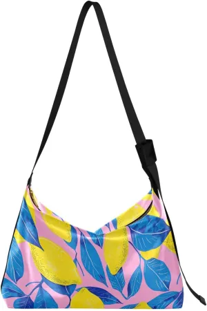 Yellow Lemon Pink Crossbody Bag for Women Men with Adjustable Strap PU Leather Shoulder Hobo Purse Bag 20855719
