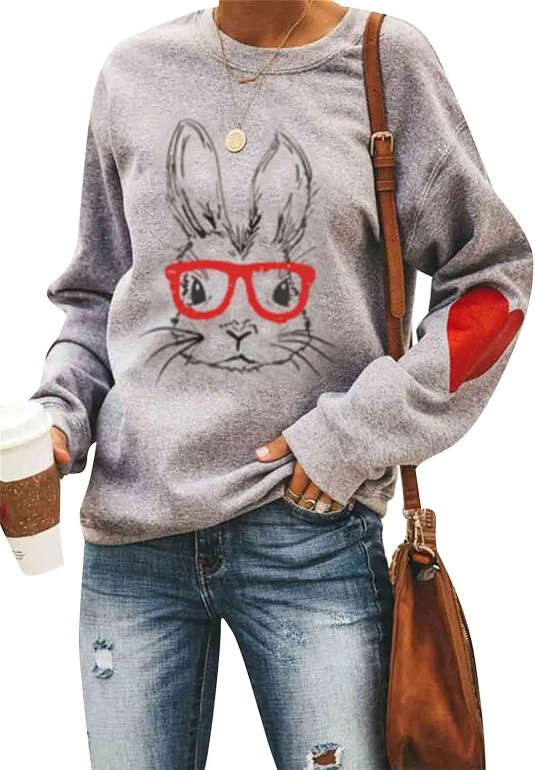 YMING Women's St. Patricks Day Loose Fit Sweatshirt Irish Clover Print Long Sleeve Pullover Shamrock Round Neck Shirt Tops
