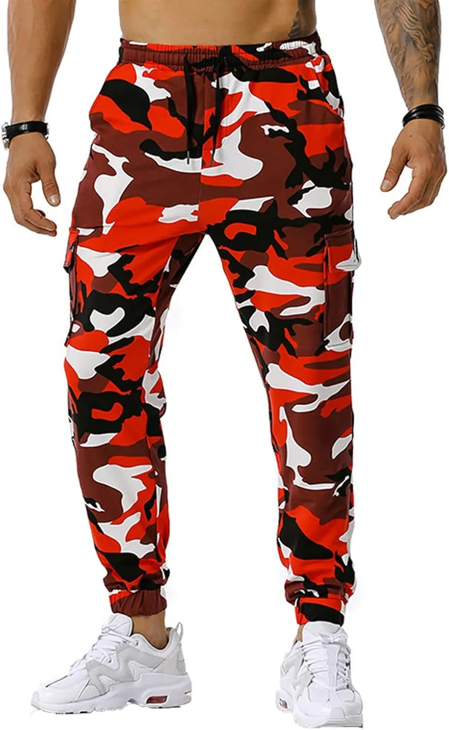 Ymosrh Mens Pants Fashion Men's Patchwork Camouflage Jogging Pants Outdoor Sports Fitness Stretch